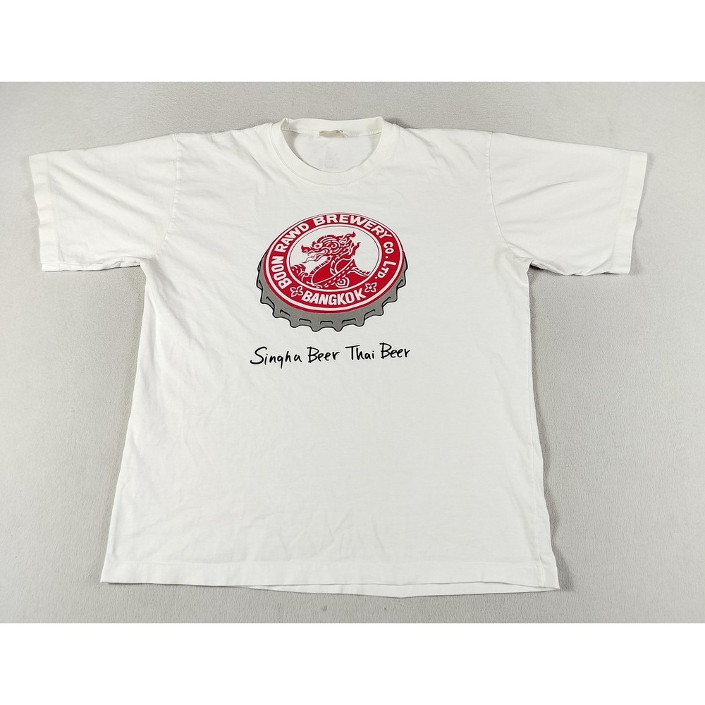 Singha Beer Shirt Mens‎ XL White Boon Rawd Brewery Bangkok Graphic Tee Thai Beer